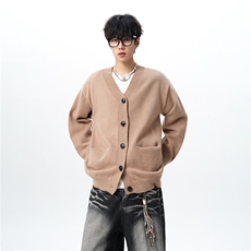 8XL-M大码V领开衫毛衣外套男日系复古宽松慵懒风针织衫KS002p55，男装针织衫/毛衣，电商B312