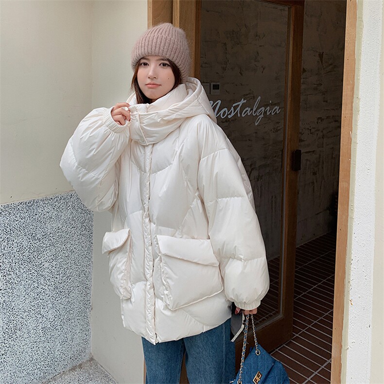 韩系chic连帽短款紫色羽绒服女冬季新款超火好看高级小众加厚外套,女装羽绒服,2C262