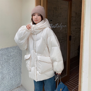 韩系chic连帽短款紫色羽绒服女冬季新款超火好看高级小众加厚外套图片