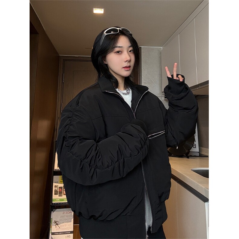 cleanfit弯刀袖棉服男款冬季潮牌设计感立领教练夹克加厚美式外套,男装夹克,星座213
