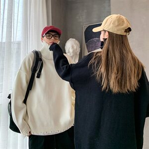 秋冬韩版潮流毛边做旧磨破情侣毛衣宽松个性打底针织衫QT802-P65图片