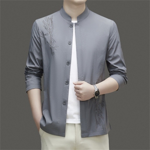 MJ24302男士春夏新款长袖西服休闲夹克西装风中山装防晒服图片