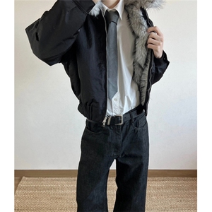 加绒加厚外套男cleanfit重磅立领帆布水洗棉服夹克 M8892图片