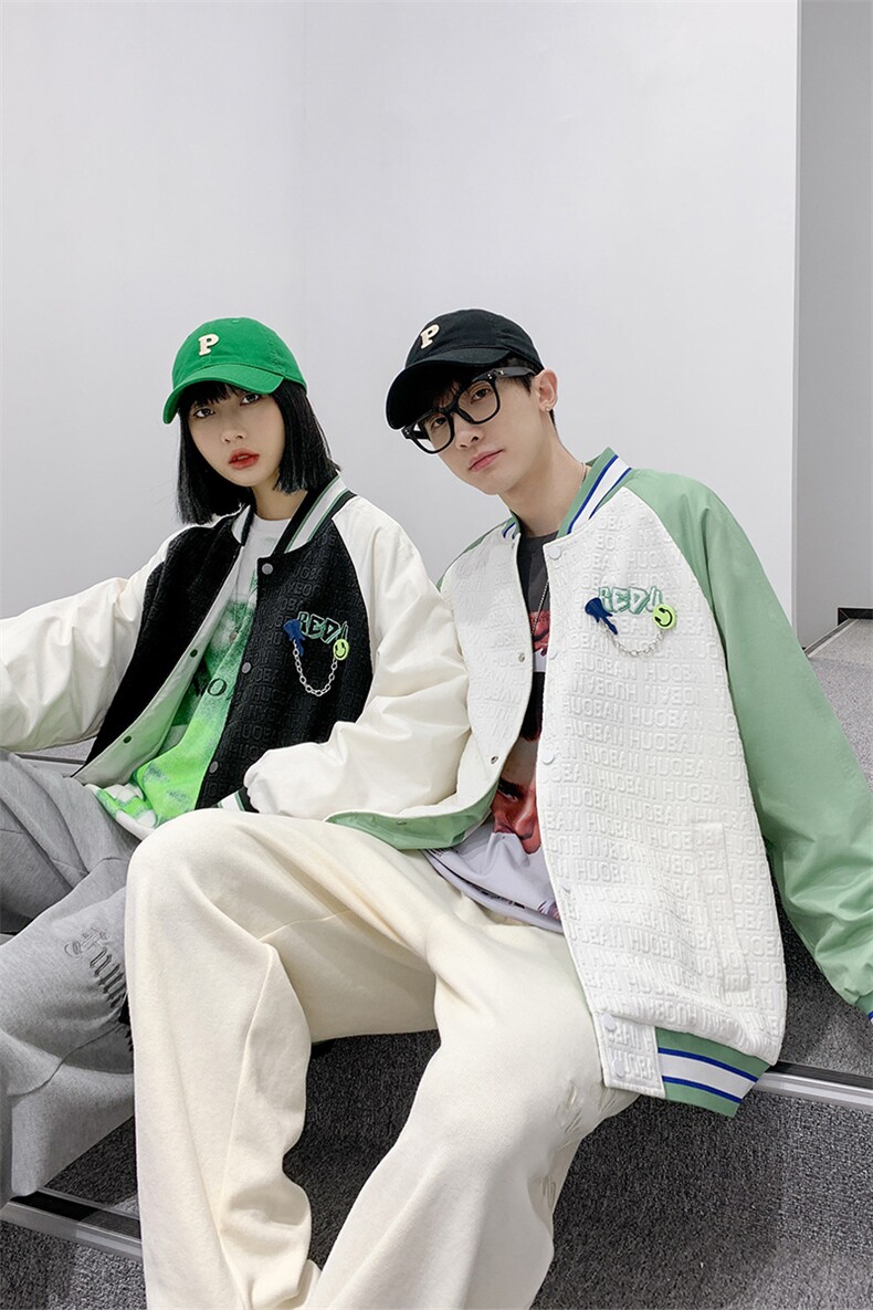 秋装立体印花夹克棒球服男女同款中性风情侣款休闲外套8013-P95,男装夹克,电商A441-1