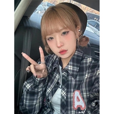 格子衬衫女春秋季美式设计感小众叠穿衬衣外套长袖上衣C46，男装衬衫，星座1116A（原606A-3）