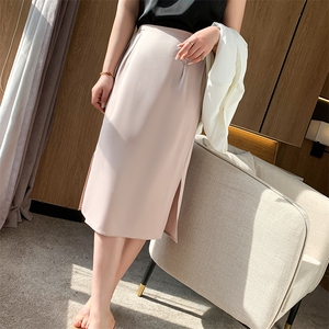 夏季真丝缎面半身裙女2024新款高腰包臀长裙质感高级感三醋酸裙子图片