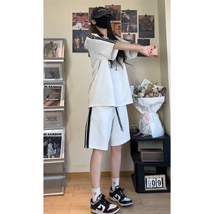 休闲运动连帽短袖套装上衣T3634特P31控59/裤子DK8608特P26控49图片