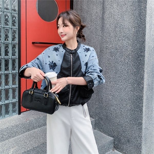 【大货】牛仔刺绣拼皮短外套2C057-918-P175-K288图片