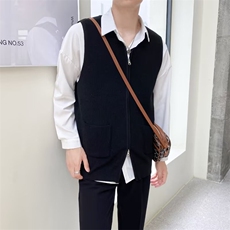 日系毛衣马甲男春秋季休闲坎肩背心修身拉链针织开衫外套B28，男装背心/马甲，星座1116A-2（原606A-1）
