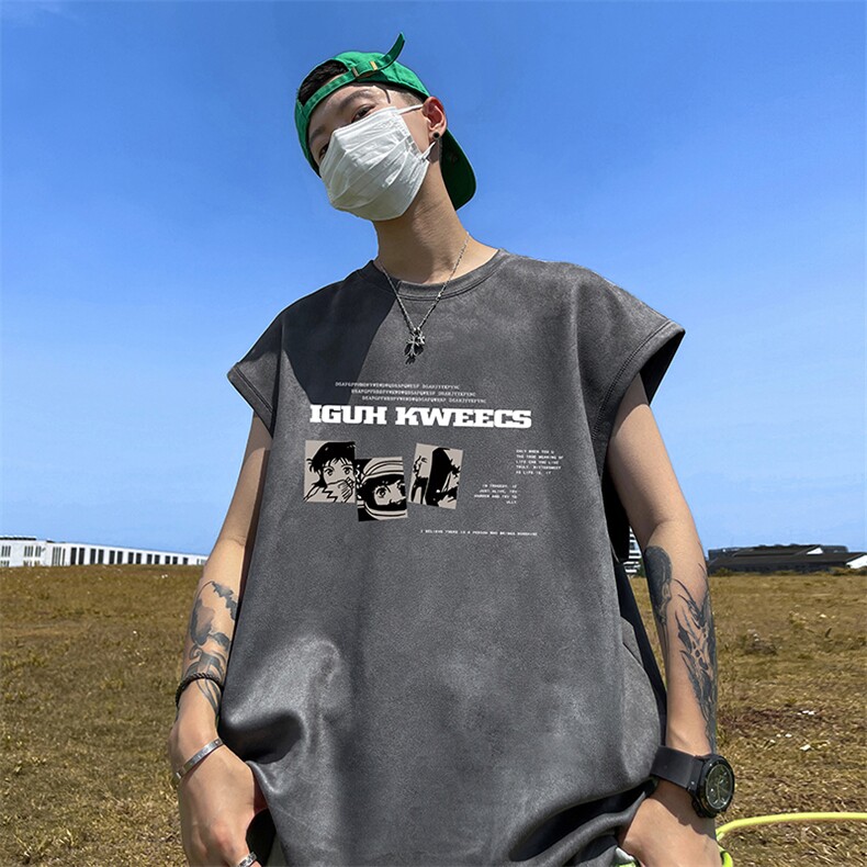 量大优供视频得物直播品220克夏季麂皮绒背心无袖T恤BJ168,男装T恤,电商A486
