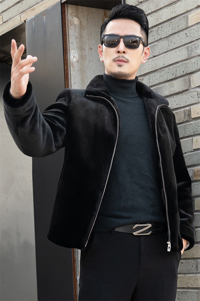 外套男士卡貂绒上衣男装冬季2023新款宽松商务休闲翻领夹克男,男装夹克,电商B212（原钱塘6029）