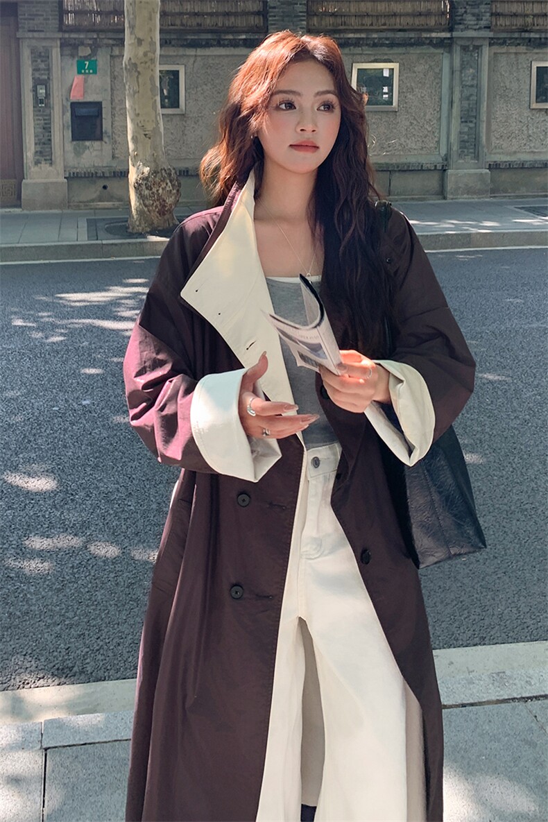 法式气质高级感长款风衣外套女2025春秋季新款显瘦氛围感洋气大衣,女装风衣,2C119
