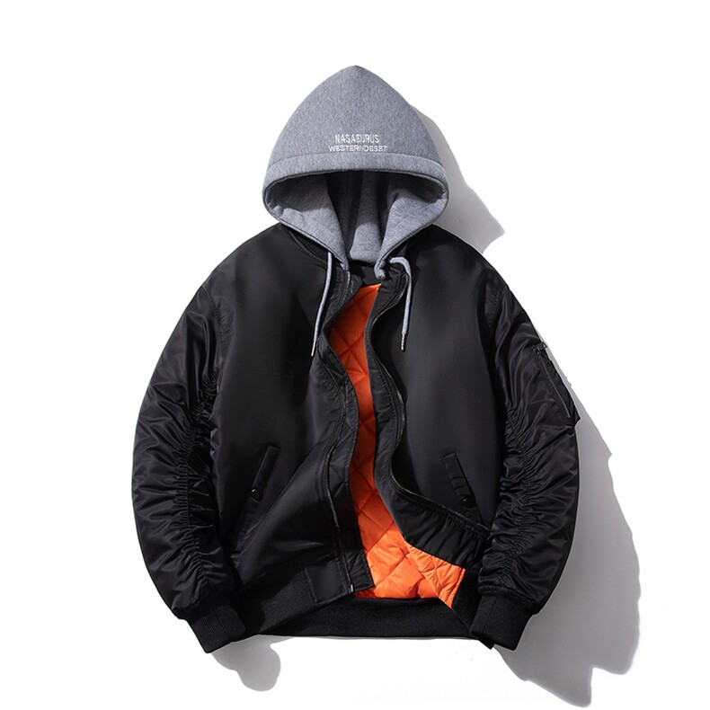 现货4色秋冬带帽情侣外套飞行服外套棉服夹克,男装棉衣,电商A105