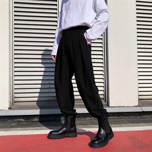 哈伦裤魔术贴束脚裤ins抖音网红搭配马丁靴的裤子K2993P35图片