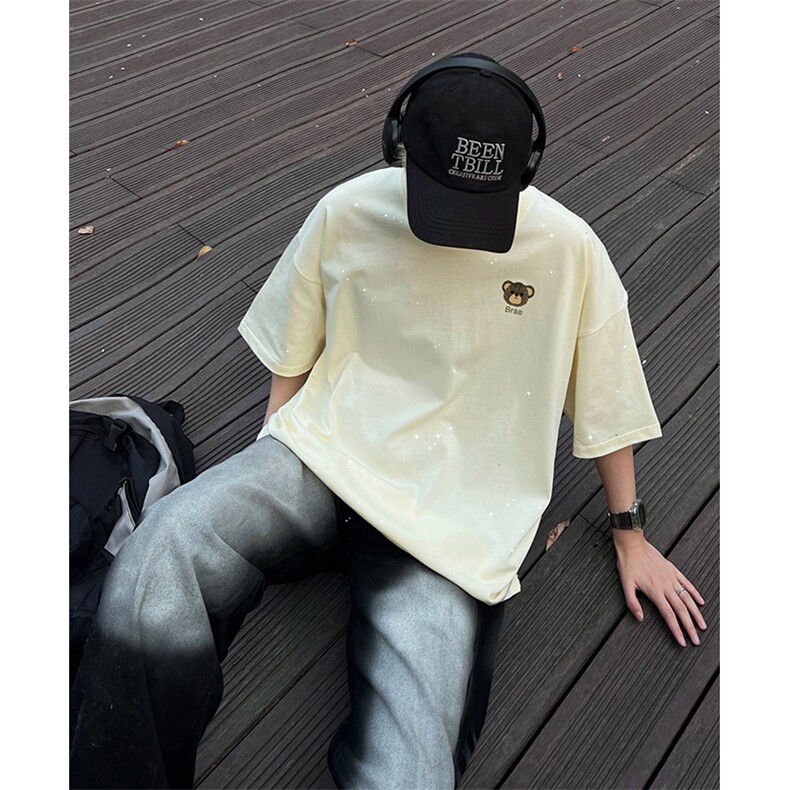 量大优供抖音视频支持得物配合二开美式满天星亮片短袖T恤MTX160,男装T恤,电商A486