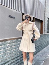 毛呢外套披肩可脱卸重工拼皮，女装毛呢外套，中广青青