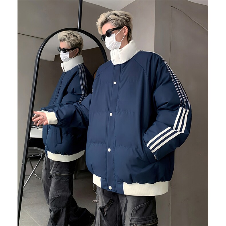抖音得物可供视频 拼接织带三防加厚羽绒棉衣外套面包棉服 LL2288图片