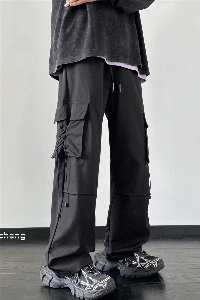 2023秋季新款机能风潮流抽绳口袋宽松工装裤B315-K23467-p55控78,男装休闲裤,电商B315