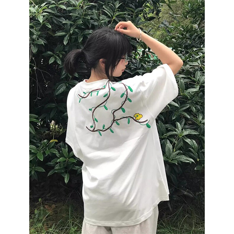 万针全刺绣工艺 高品质260克纯棉双纱美式宽松百搭短袖T恤 特P33图片
