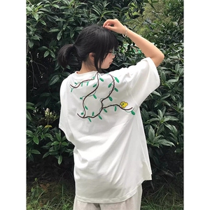 万针全刺绣工艺 高品质260克纯棉双纱美式宽松百搭短袖T恤 特P33图片