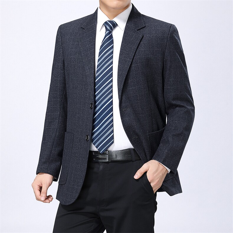 中老年上衣单排扣春季2023年长袖翻领口袋时尚西服AJY37,男装西服,钱塘6003（原4033）