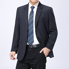 中老年上衣单排扣春季2023年长袖翻领口袋时尚西服AJY37，男装西服，钱塘6003（原4033）