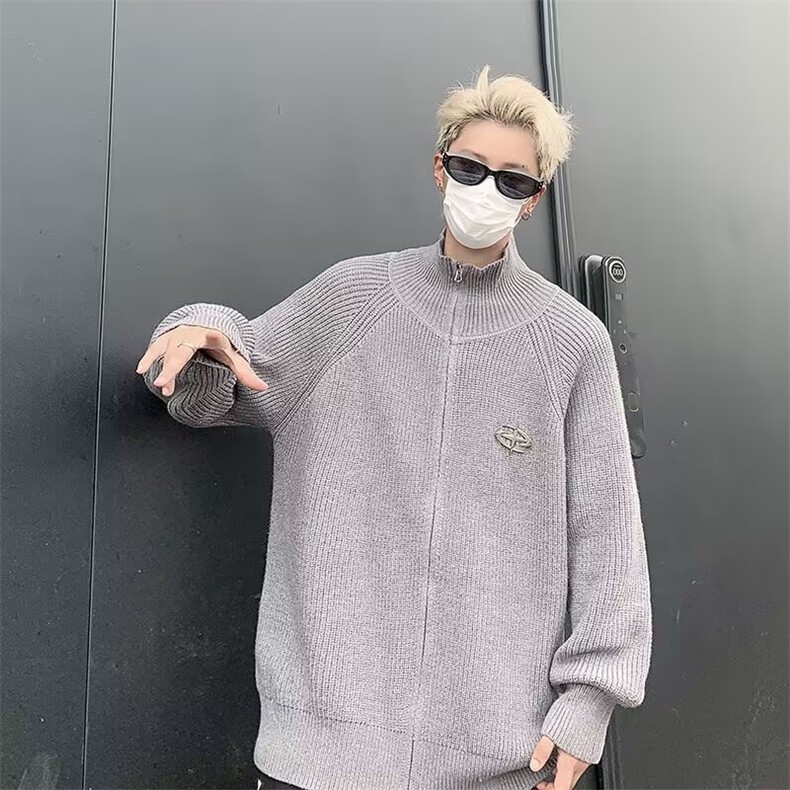 针织开衫男女韩版潮流高领帅气百搭2024冬季新款ins毛衣MZ584-P59,男装针织衫/毛衣,星座412-2