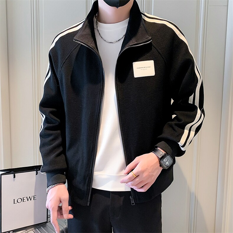 2025新款春季男士外套潮牌帅气条纹夹克上衣A313-1-JK8805-P125,男装夹克,电商A313-1