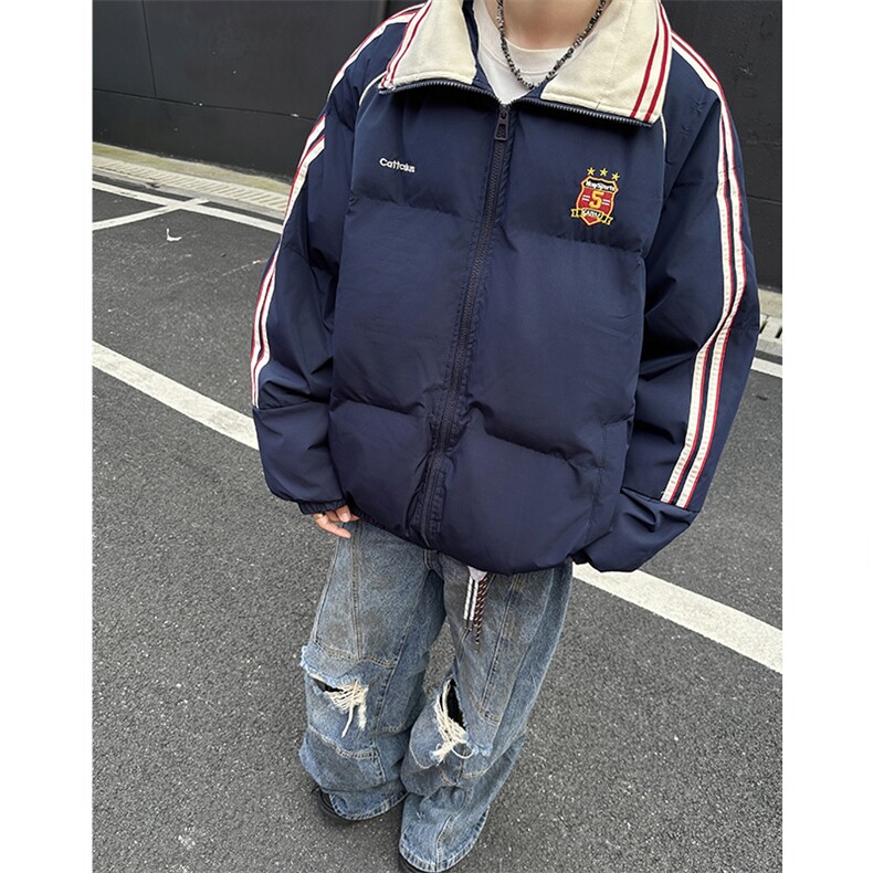 加绒加厚冬款男立领棉衣条纹字母勋章面包服保暖棉袄MA9092P102,男装棉衣,星座1013-1