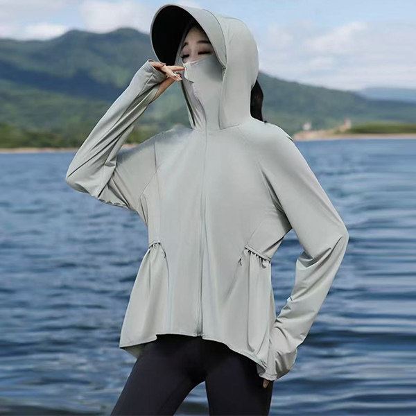 （现货）冰丝凉感防晒衣女新款户外防紫外线轻薄透气防晒服外套,女装防晒衣,韩蔻秀