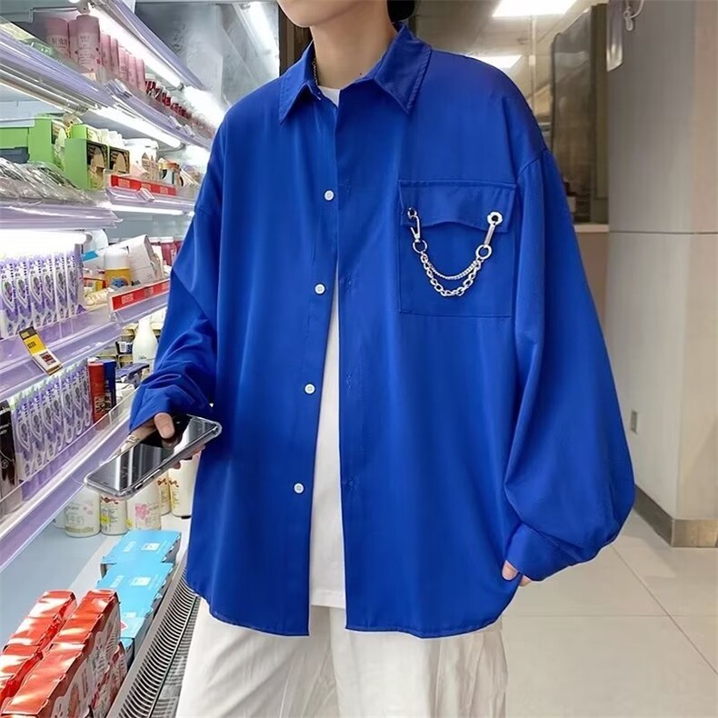 长袖衬衫男春季设计感小众上衣男港风ins潮流痞帅衬衣W6931-P28,男装衬衫,星座512-2