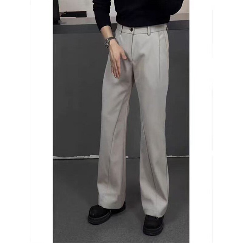 现货~春季褶皱垂感显瘦西装休闲裤阔腿直筒长裤男K315P45,男装休闲裤,星座1004-3