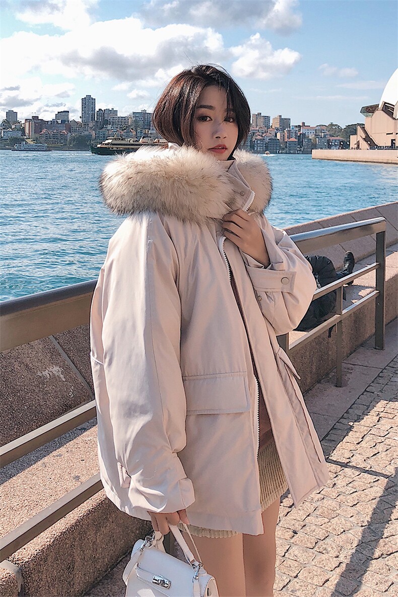 2020年冬季长袖连帽时尚毛领简约舒适短款长袖韩版棉衣外套,女装棉衣/棉服,浙宝152