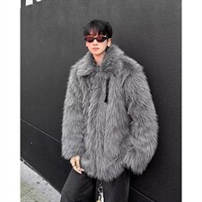 【有货】DW2461-P115冬季仿狐狸毛皮草外套男款加厚宽松棉服棉衣，男装夹克，星座603-2