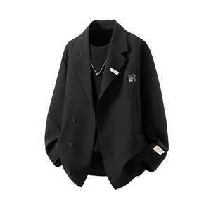 立体白底金属搭扣西服男成分：96%聚酯纤维4%氨纶XF77068P85控128图片