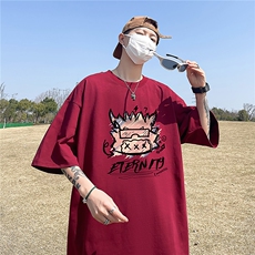 主推款T恤240克潮流美式宽松质感落肩纯棉印花短袖男T6354特P19，男装T恤，星座610B-1