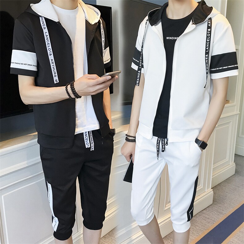 卫衣套装男 连帽两件套春夏运动套装新款外套衣服一套DS47T图片