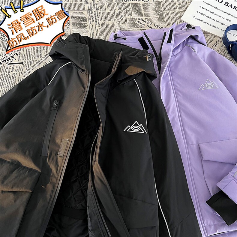 2025冬季防水拉链魔术贴滑雪服男加棉加厚反光条棉服外套M69-P170,男装棉衣,电商A001-1