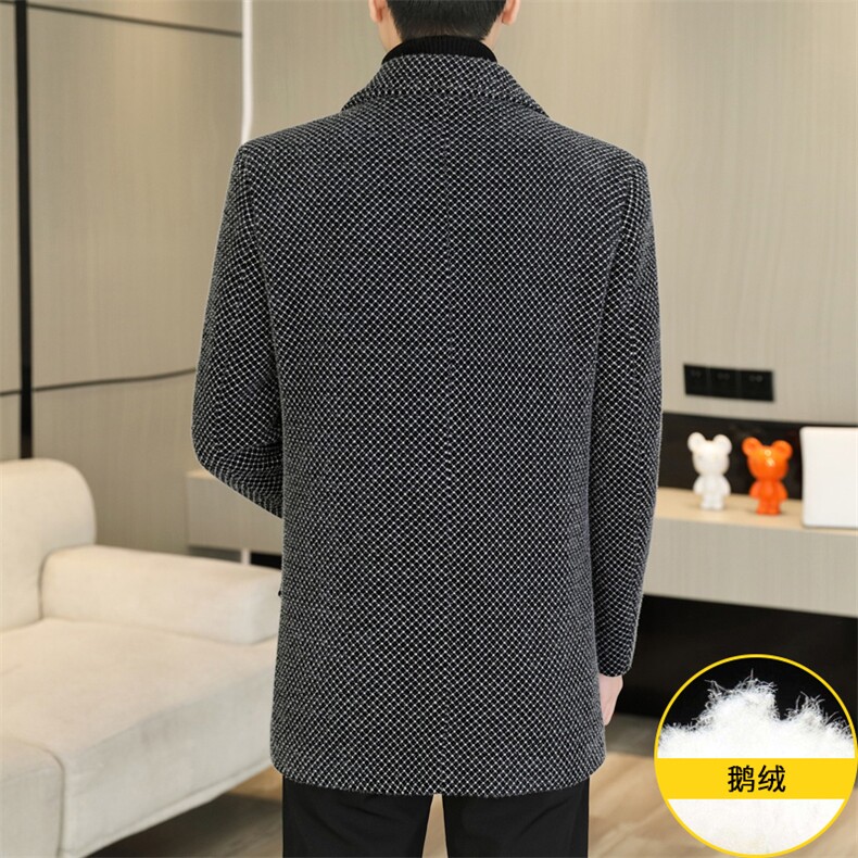 秋冬新款男士商务休闲毛呢大衣鹅绒内胆中长款外套上衣D228P220,男装毛呢大衣,电商B226