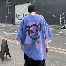 XZ514-2-X1019-P38美式小恶魔短袖落肩袖短袖T恤男2026夏季体恤，男装T恤，星座514-2(原B239)