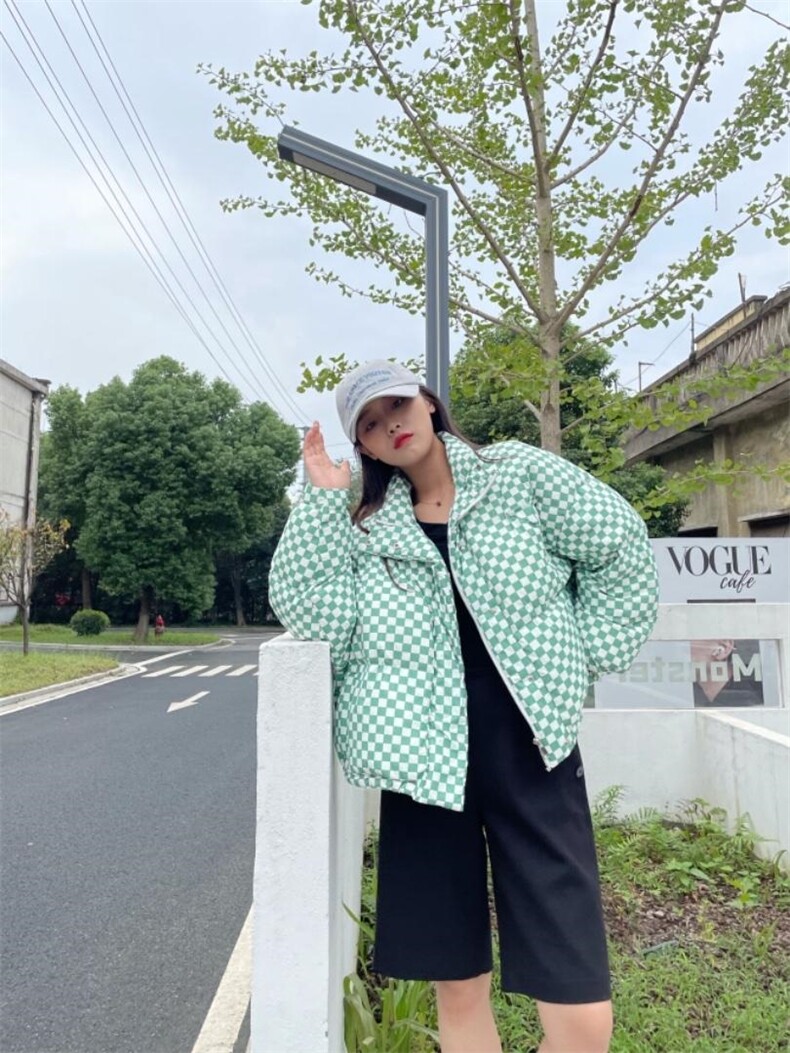 【现货】人人皆可棋盘格 绿色90绒，其它，欧尼蒂