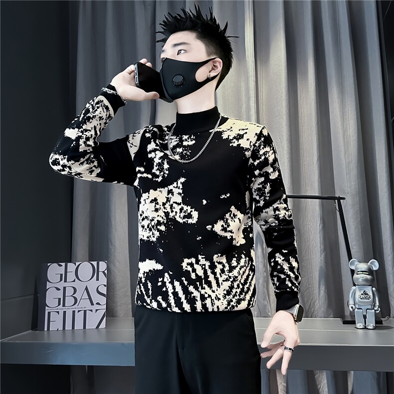 半高领毛衣男修身加厚提花针织社会小伙店主风301C-M117-P78控108,男装针织衫/毛衣,星座301C（原B323）