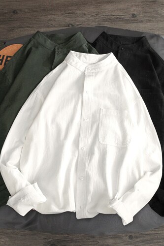 C1061/P28秋装新款男士纯色长袖立领衬衣男士韩版潮流大码衬衫男,男装衬衫,电商A141