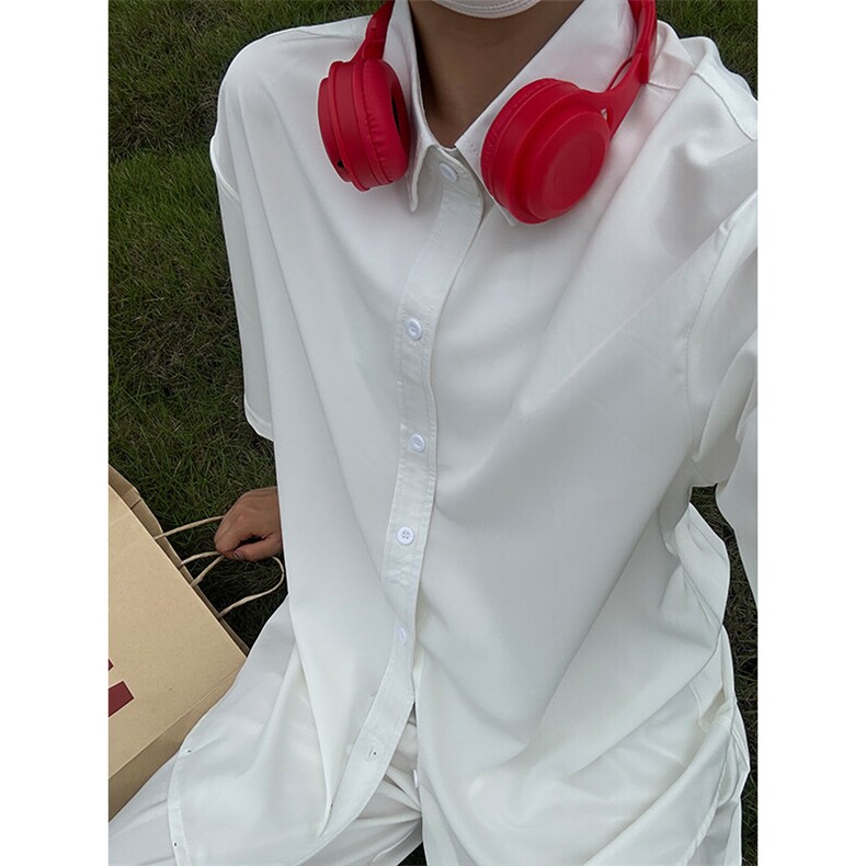 薄款冰丝短袖衬衫男简约纯色垂感休闲痞帅衬衣CS288-P20,男装T恤,星座301C-5