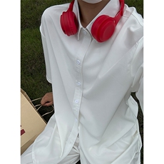 薄款冰丝短袖衬衫男简约纯色垂感休闲痞帅衬衣CS288-P20，男装T恤，星座301C-5