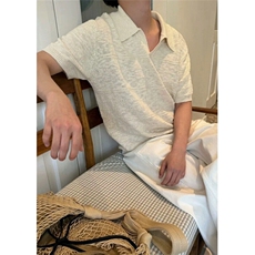 翻领polo衫男夏季休闲V领短袖T恤百搭镂空针织半袖体恤TD673，男装T恤，星座1116A（原606A-3）