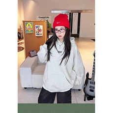美式手写刺绣连帽卫衣男女加绒春秋季高街潮牌情侣宽松上衣帽衫，男装卫衣，星座506A