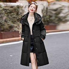 2024年冬季新款时尚设计感加厚保暖长款立领90白鸭绒羽绒服，女装羽绒服，卡杰菲