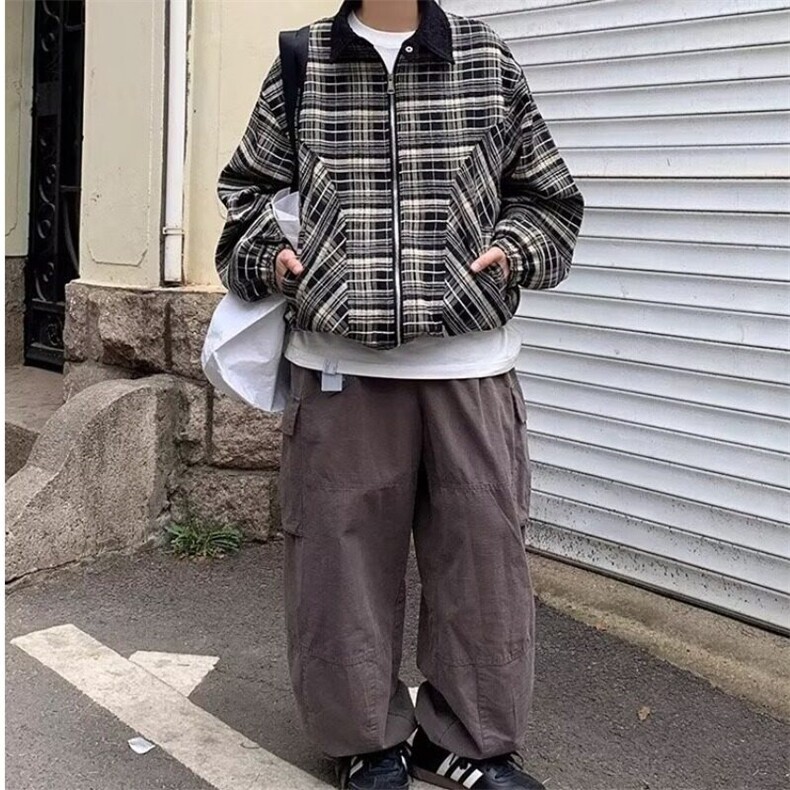 日系小香风格纹夹克男春秋季工装风复古痞帅宽松高级感飞行员外套,男装夹克,星座218-1（原230）