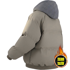 现货高品质重磅工艺美式高街假两件PU皮棉衣男女加厚棉服外套，男装棉衣，电商A443